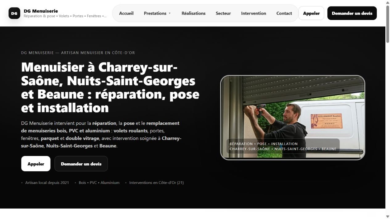 Aperçu du site DG Menuiserie